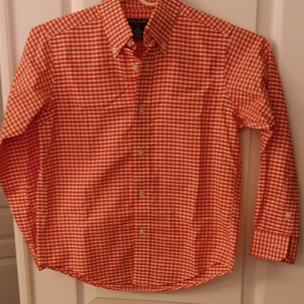 Men's Orange Gingham Shirt